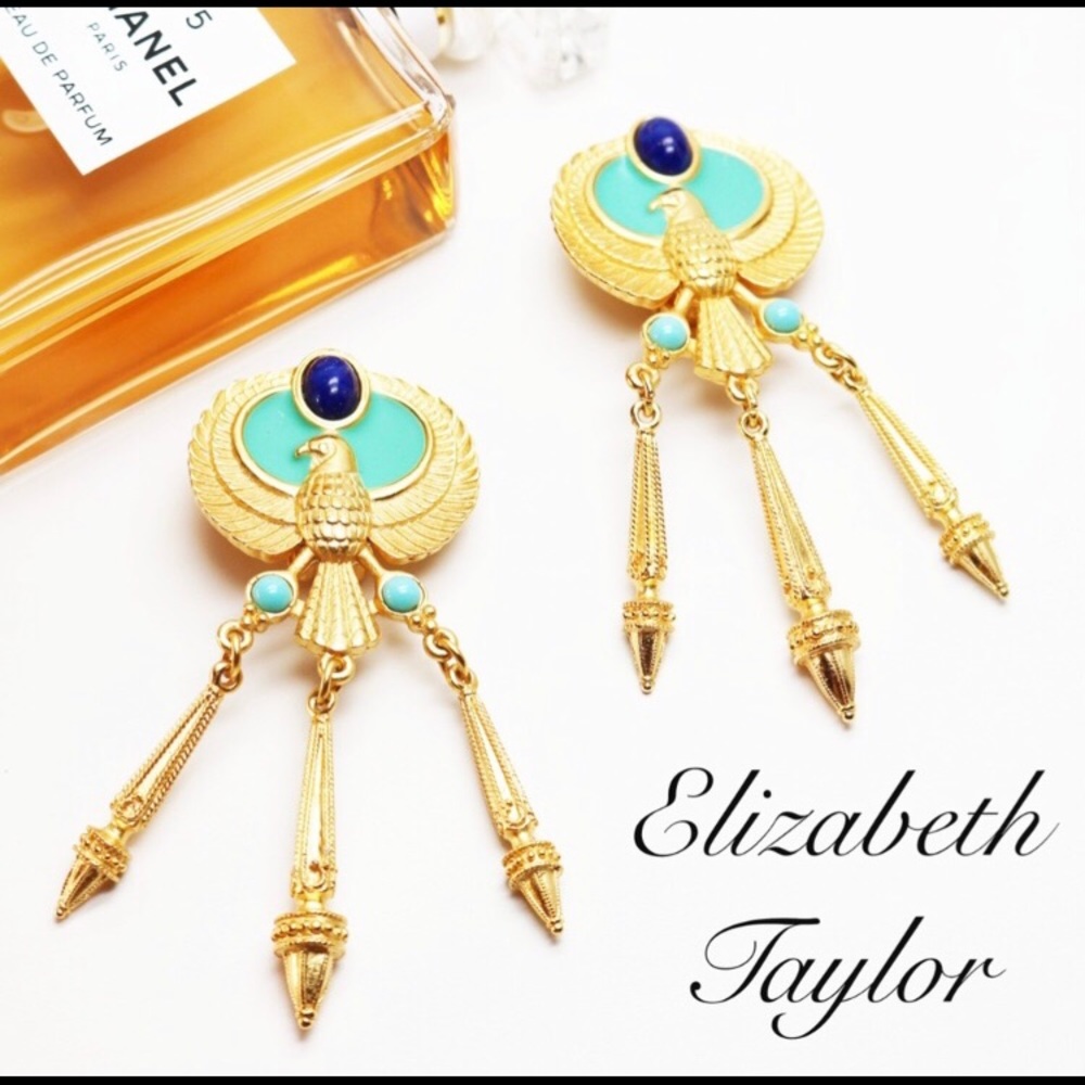 Elizabeth Taylor signed Gold Egyptian Eari…